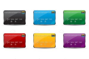 Colorful international debit cards